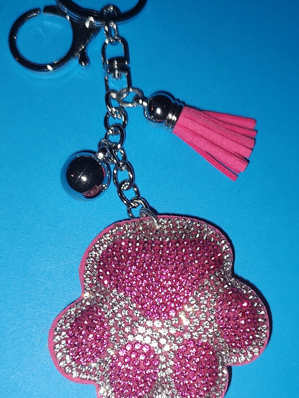 New! Rhinestone Pink Keychain/ Bag Charm with Tassel